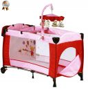 Patut pliant cu 2 nivele si mini-carusel Sleeper Deluxe roz