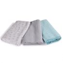 SwaddleMe - Set de 3 paturici de muselina gri/albastru